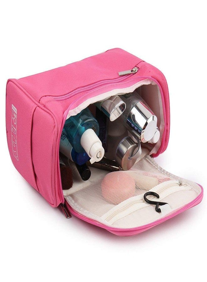 Clopic Multifunctional Makeup Organizer Bag Travel Pouch Extra Large Cosmetic Case Household Grooming Storage Kit Bags with Hook, Travelling Cosmetic Makeup Bag for Women (Makeup Bag-Pink0) - Image 5
