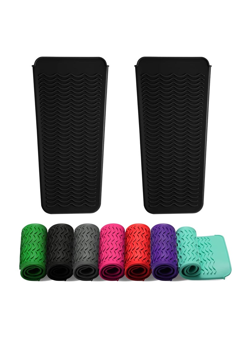 ZAXOP ZAXOP 2 Pack Heat Resistant Silicone Mat Pouch for Flat Iron Curling IronHair StraightenerHair Curling WandsHot Hair Tools BlackBlack 