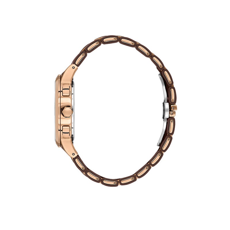 دانيل كلاين ساعة رجالية ستانلس ستيل والسيليكون | هيكل من سبيكة الذهبي الوردي | تناظري | قرص بني داكن دائري مزدوج الطبقات | حركة كوارتز يابانية | حصرية | مقاومة للماء حتى عمق 50 مترًا - Image 2