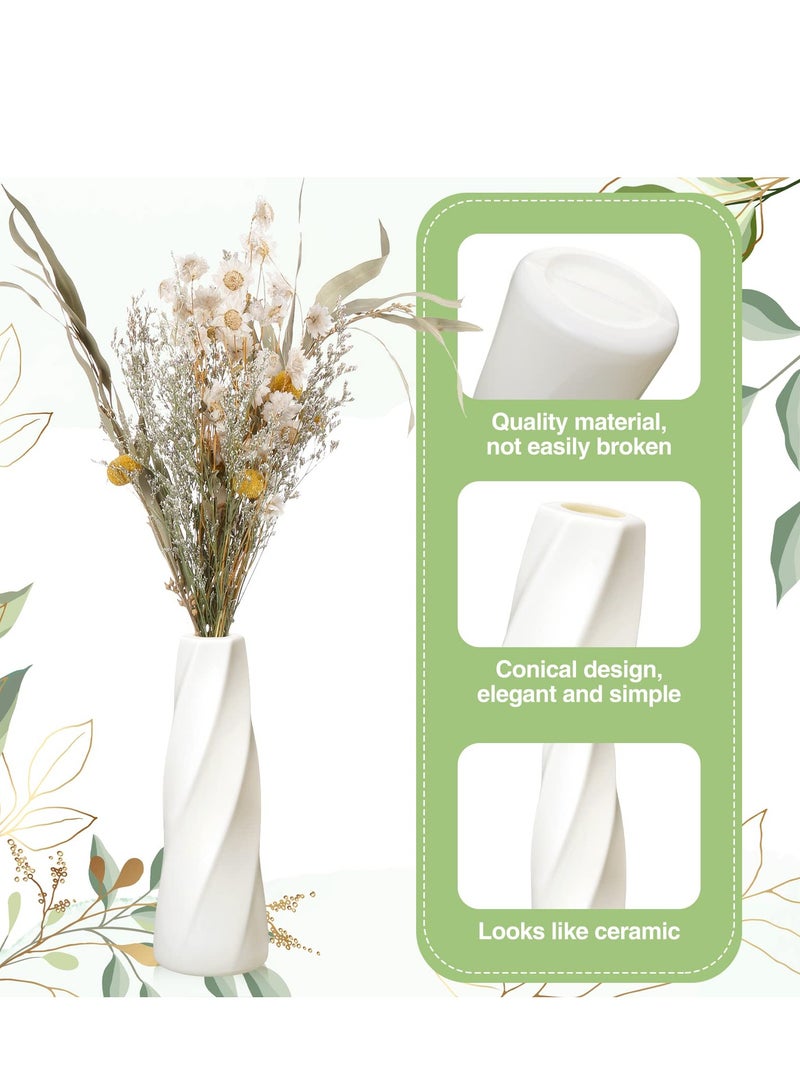SYOSI 10 Pcs Plastic Composite Flower Vase, White Tall Conic Floral Vase Ceramic Look Small Bud Vase Unbreakable Bud Vase for Centerpieces Wedding Living Room Decorations - Image 4