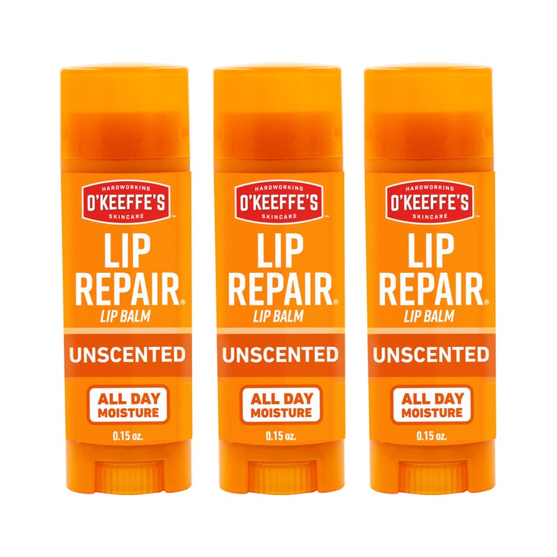 O'Keeffe's Lip Repair Unscented Lip Balm for Dry, Cracked Lips - Stick (3 Pack) - Moisturizer for Very Dry Lips - Image 1