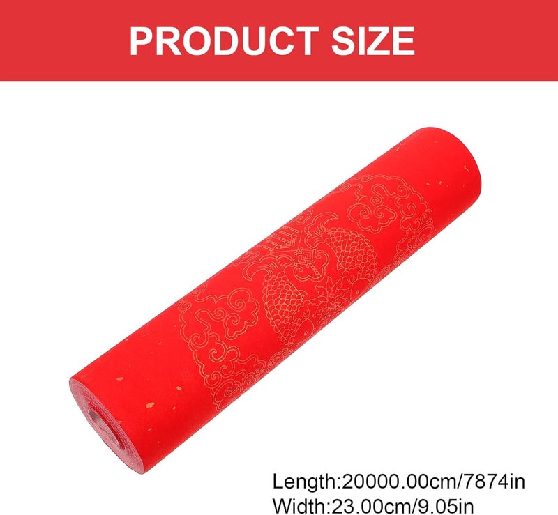 FRCOLOR Red Xuan Paper Roll 23cm X 20m Thick Blank Chinese Couplet Rice Paper for Spring Festival Calligraphy and Painting Craft Supplies - Image 2