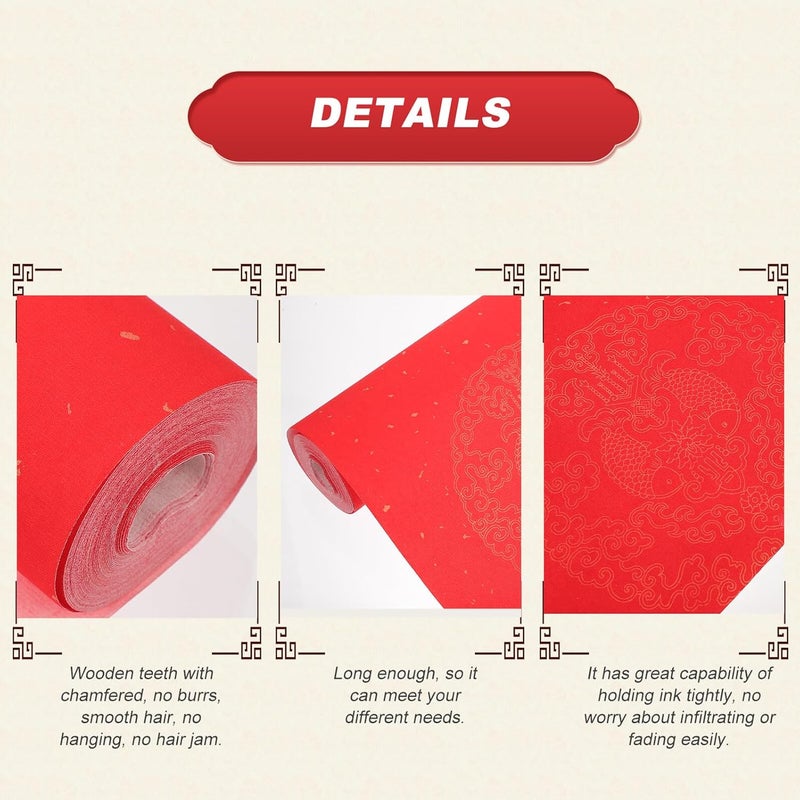 FRCOLOR Red Xuan Paper Roll 23cm X 20m Thick Blank Chinese Couplet Rice Paper for Spring Festival Calligraphy and Painting Craft Supplies - Image 4