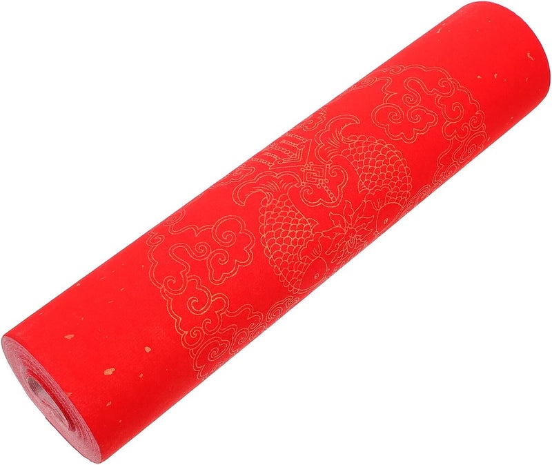FRCOLOR Red Xuan Paper Roll 23cm X 20m Thick Blank Chinese Couplet Rice Paper for Spring Festival Calligraphy and Painting Craft Supplies - Image 1