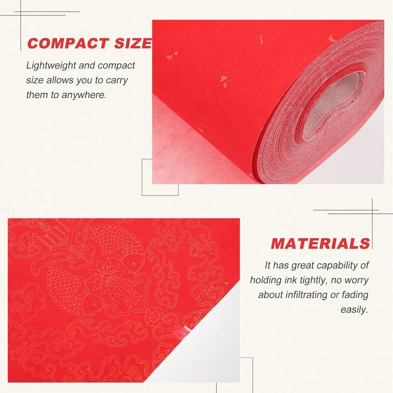 FRCOLOR Red Xuan Paper Roll 23cm X 20m Thick Blank Chinese Couplet Rice Paper for Spring Festival Calligraphy and Painting Craft Supplies - Image 3