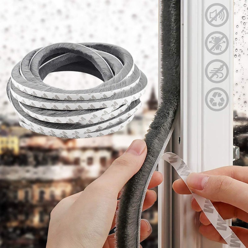 Gokich Gokich 10 Meters Soundproof Window Sealing Strips Windproof Dustproof Door Window Frame Seal Self Adhesive Brush Strip Sliding Window Seal Window Door Seal Sliding Door Seal StripMulti Color 