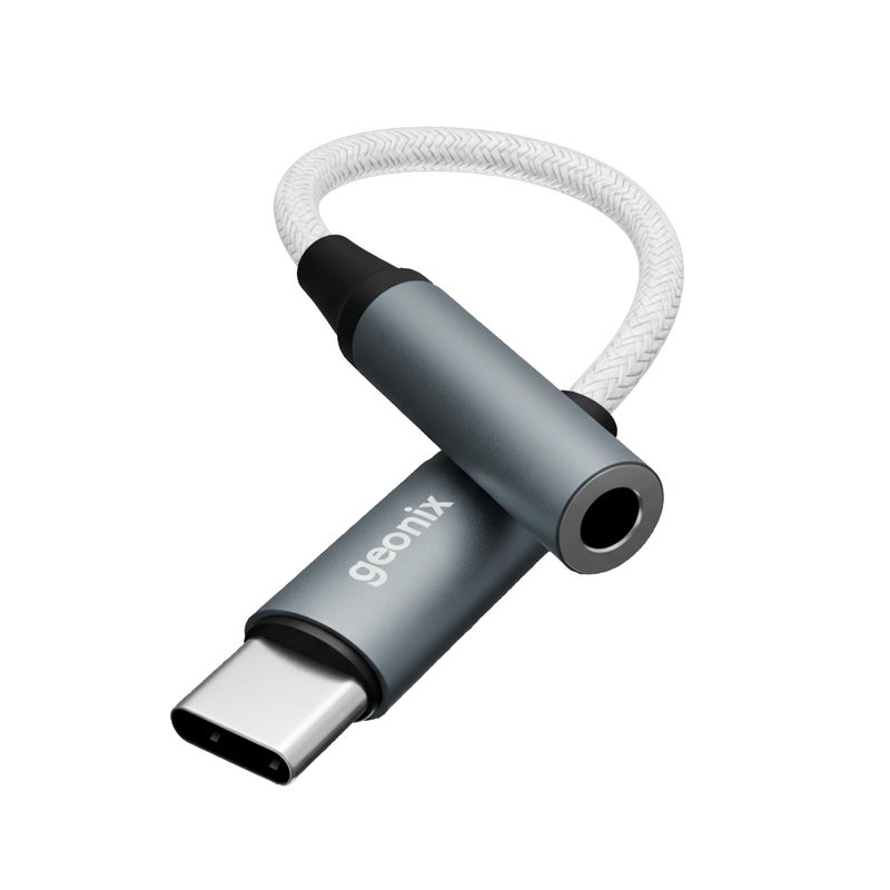 Geonix Befit AX7 Type-C to 3.5mm AUX Female Converter | MIC & Audio Support | Smart DAC Chip | Plug & Play | 13cm Cable, 1 Year Warranty (Cool Gray) - Image 4
