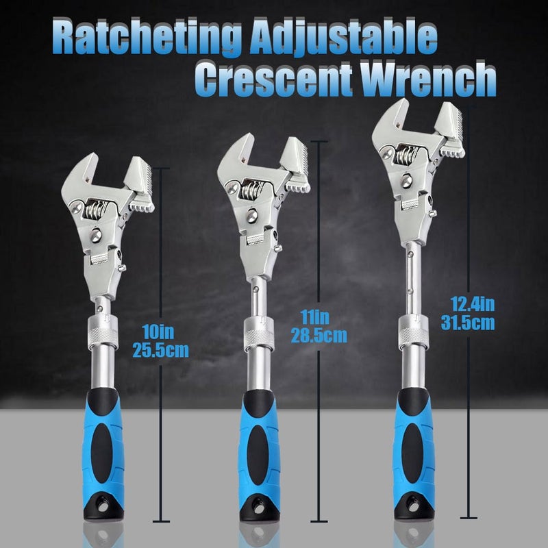 faxhool Flex Head Adjustable Wrench, 10-12.4 inch Flexible Retractable Ratchet Crescent Wrench, 180Â° Rotable for Use in Tight Spaces, Pipe Repair - Image 2