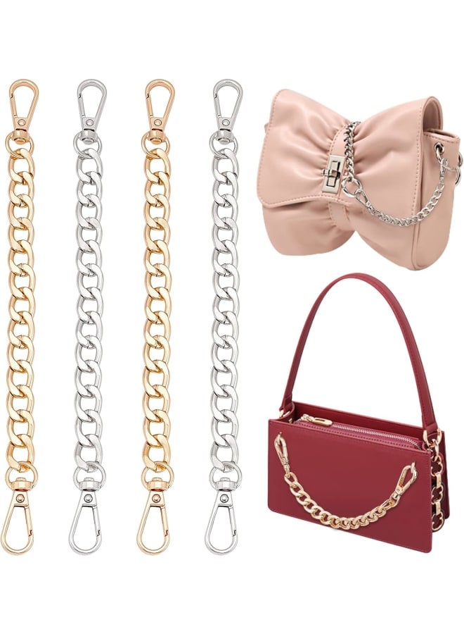 4pcs Purse Chain Strap 7.9" Purse Strap Extender Short Bag Chain Handbag Strap Replacement Clutch Strap with Clasps for Tumbler Purse Shoulder Wallet Clutch Evening Bag, Gold & Silver  - Image 1