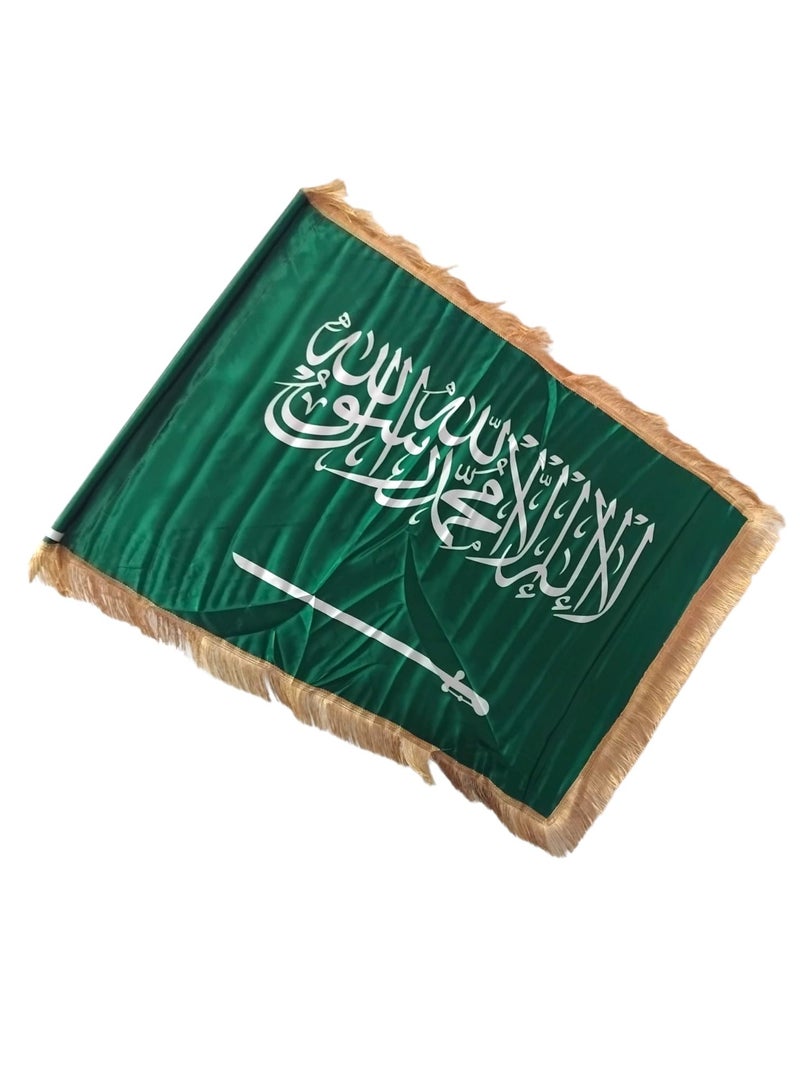 إيه دبليو علم المملكة العربية السعودية مقاس كبير 75*95سم مع عصا بلاستيك، للإحتفال بمناسبة اليوم الوطني