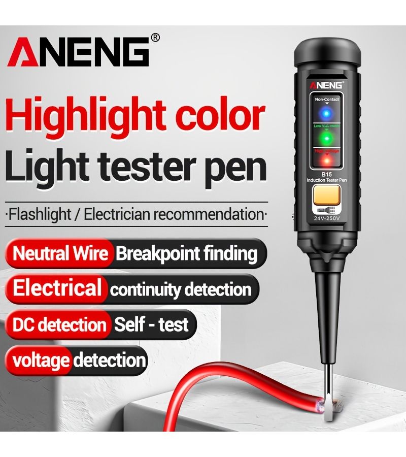 ANENG B15 Test Pen LED Voltage Tester Induction Screwdriver Zero Live Wire Detector Electrical AC DC Contactless Breakpoint Locator On Off Continuity Tester Pen No Battery - Image 1