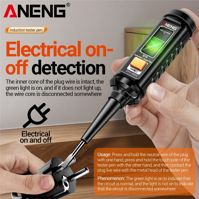 ANENG B15 Test Pen LED Voltage Tester Induction Screwdriver Zero Live Wire Detector Electrical AC DC Contactless Breakpoint Locator On Off Continuity Tester Pen No Battery - Image 2