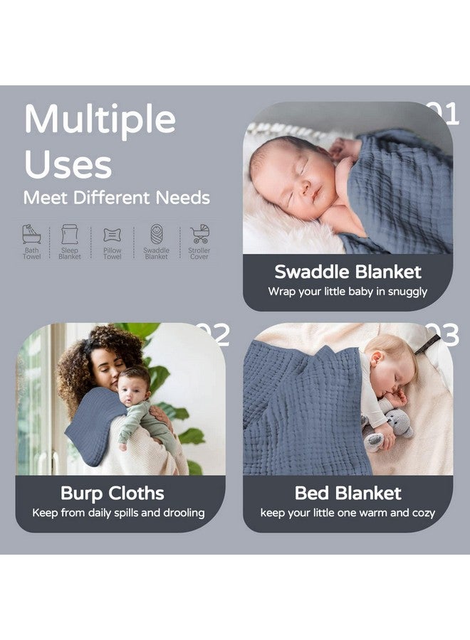 Koo-dib منشفة أطفال ناعمة بغطاء للرأس للمواليد 6 قطع 100% قطن موسلين منشفة استحمام للأطفال بغطاء، منشفة استحمام ماصة للأطفال للأولاد والبنات (أزرق & أخضر & أبيض) - Image 4