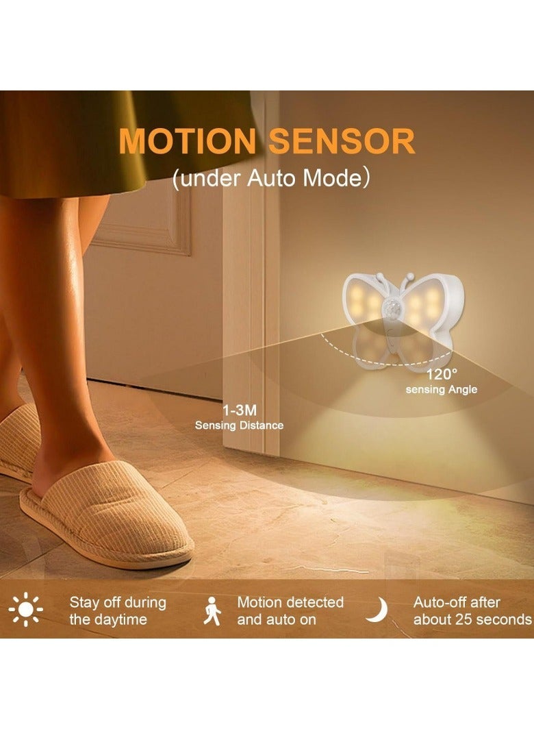 Butterfly Night Light Motion Sensor LED Night Lamp USB Rechargeable Dimmable Color Changing Light for Bedroom Hallway Bathroom - Image 2