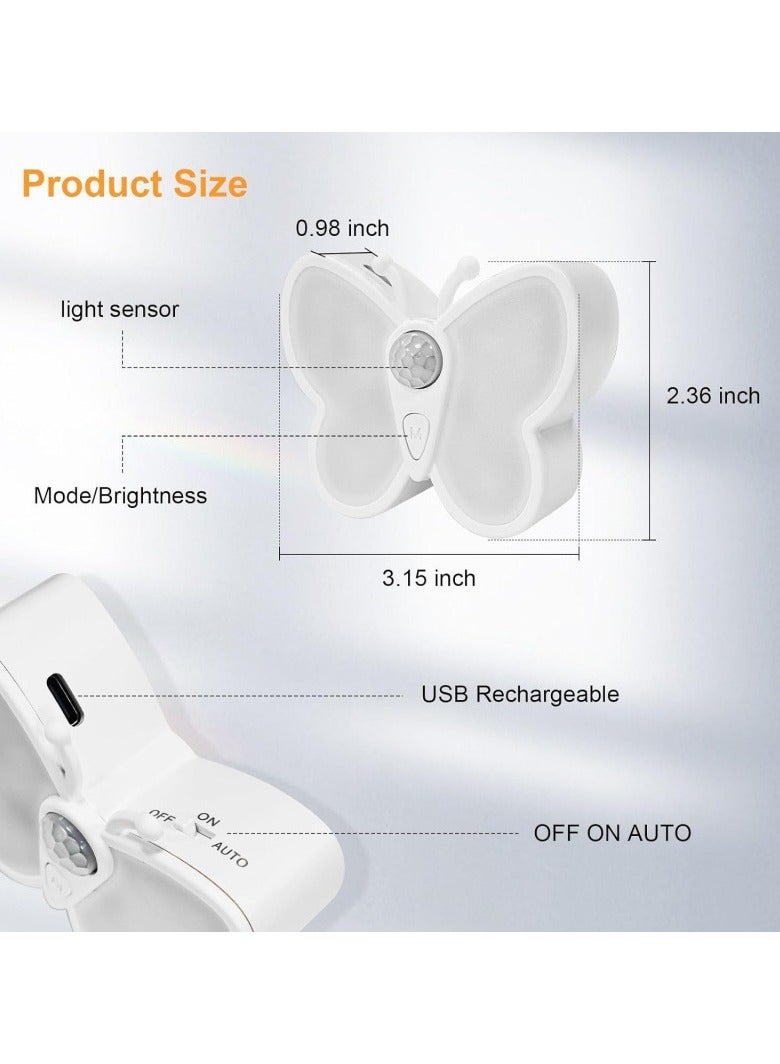 Butterfly Night Light Motion Sensor LED Night Lamp USB Rechargeable Dimmable Color Changing Light for Bedroom Hallway Bathroom - Image 3
