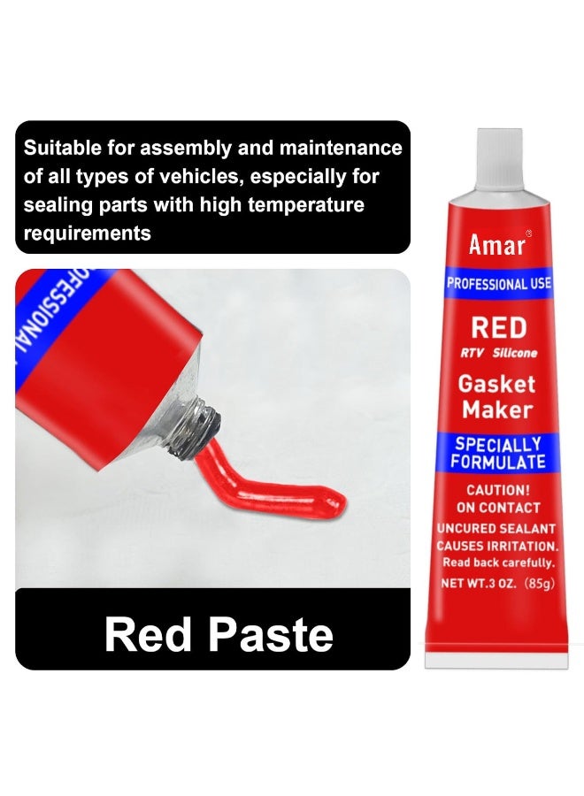 3 PCS DEFAONS Red RTV Silicone Gasket Maker 85g High Temperature Sealant for Engine Auto Repair ERPC5460 - Image 3