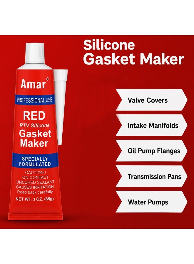 3 PCS DEFAONS Red RTV Silicone Gasket Maker 85g High Temperature Sealant for Engine Auto Repair ERPC5460 - Image 2