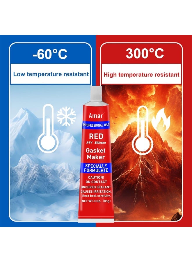 3 PCS DEFAONS Red RTV Silicone Gasket Maker 85g High Temperature Sealant for Engine Auto Repair ERPC5460 - Image 4
