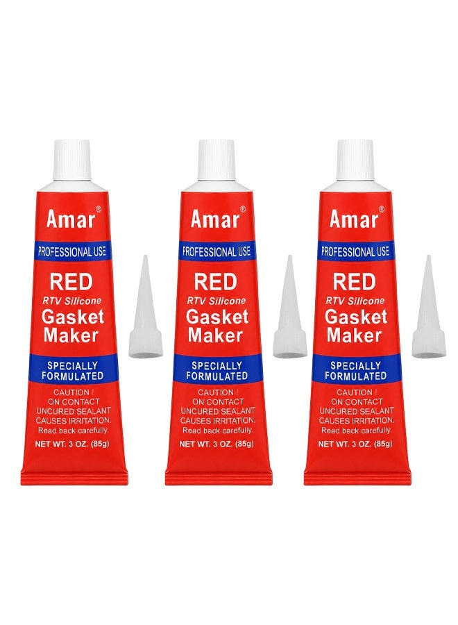 3 PCS DEFAONS Red RTV Silicone Gasket Maker 85g High Temperature Sealant for Engine Auto Repair ERPC5460 - Image 1