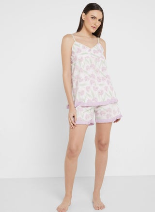 Printed Cami Top And Short Set