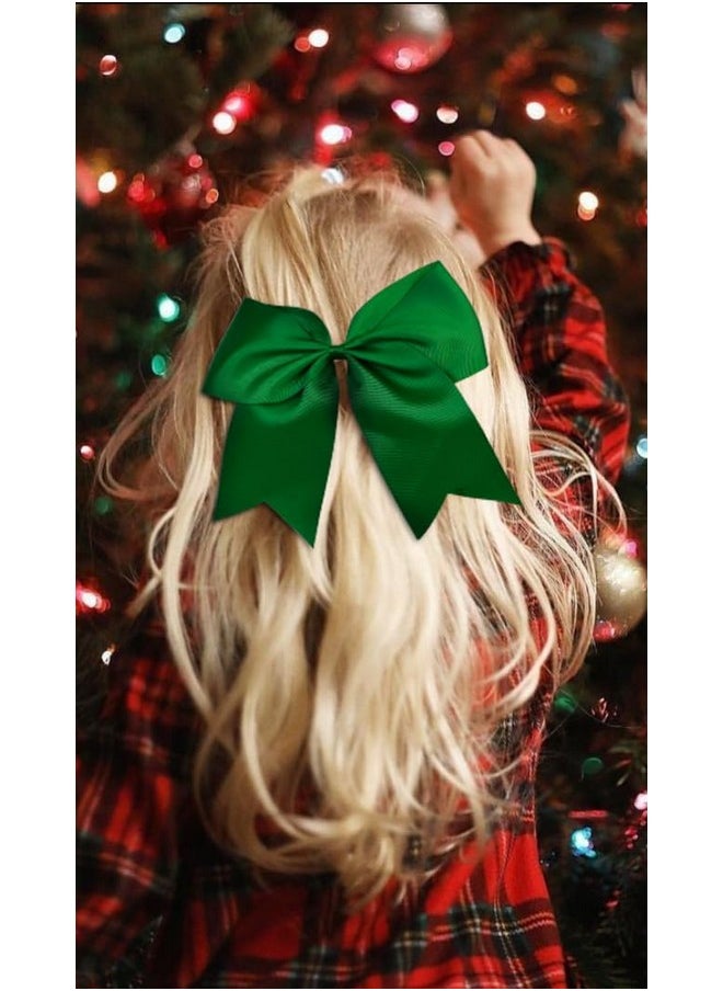 Tobeffect - Hair Clip - 8 Inch Green Hair Bow - Cheerleading Bows For Girls, Women, Cheerleaders Grosgrain Material - Perfect For Hair Securing, Festivals, Birthdays, Weddings, School - Image 1