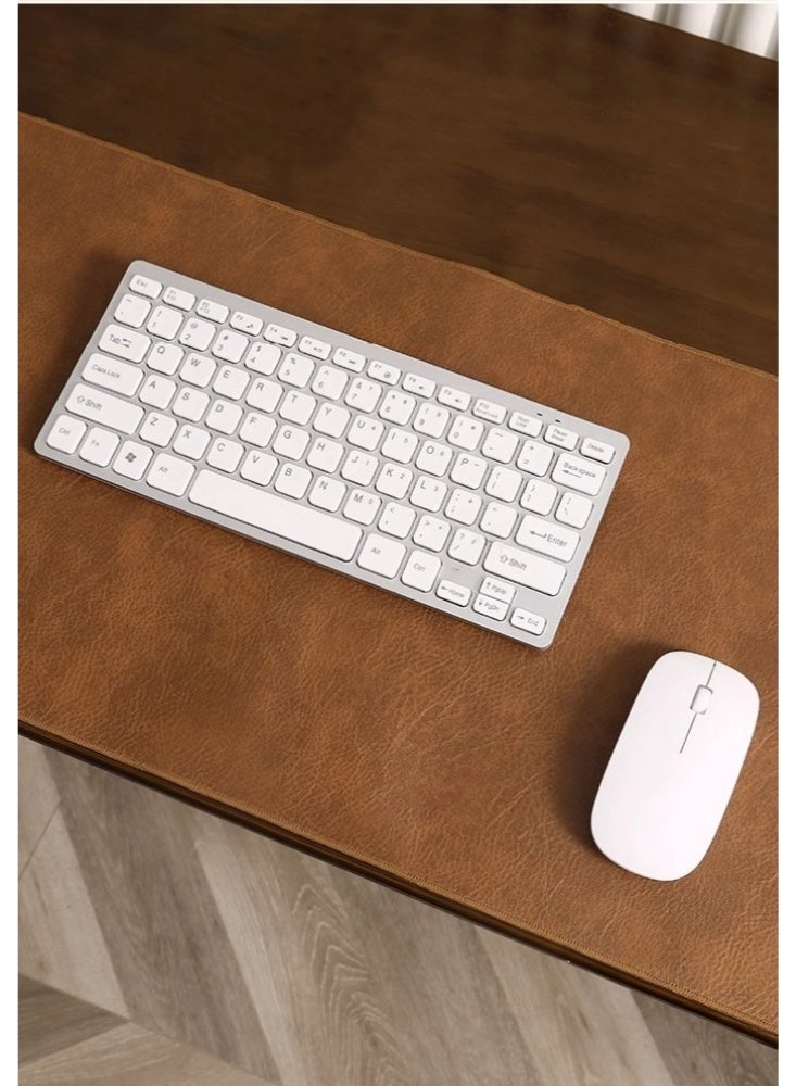 600×300×2mm Solid Color Leather Simple Style Desk Pad Protector Non-slip Pu Leather Desk Blotter Laptop Desk Pad Waterproof Desk Writing Pad for Office and Home Applicable Game Office Learning Light Brown  - Image 3