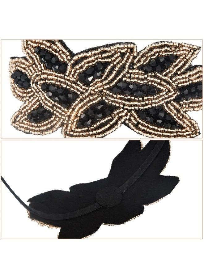 سيوسي 3 قطع من عصابات راس فلابر للنساء بنمط العشرينيات بتصميم فينتاج مرصع باحجار الراين واوراق الشجر، اكسسوارات للشعر - Image 3