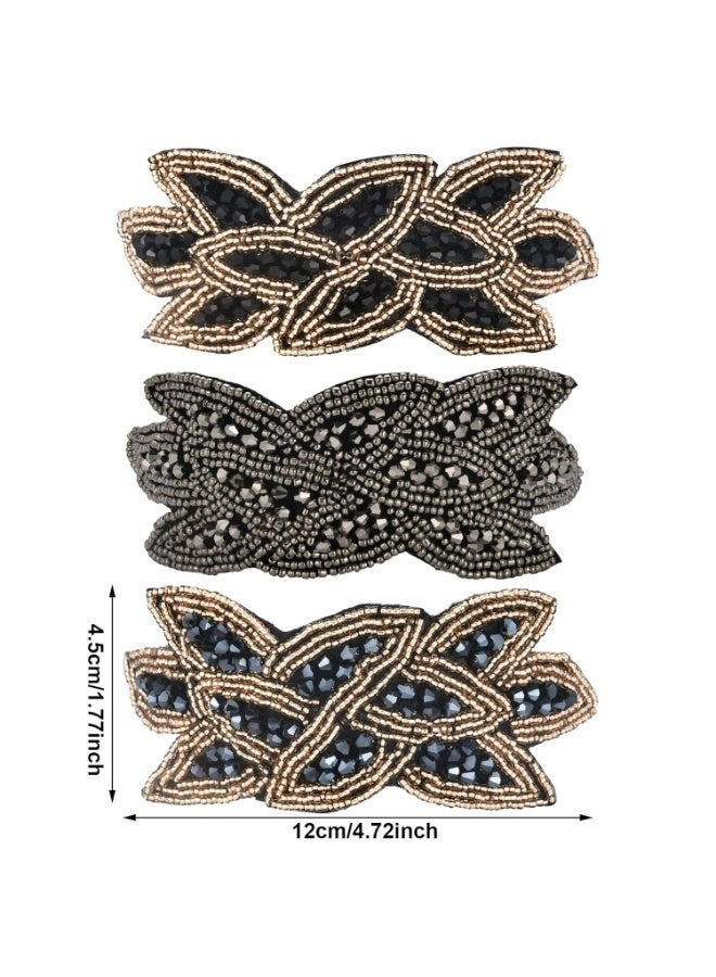 سيوسي 3 قطع من عصابات راس فلابر للنساء بنمط العشرينيات بتصميم فينتاج مرصع باحجار الراين واوراق الشجر، اكسسوارات للشعر - Image 4