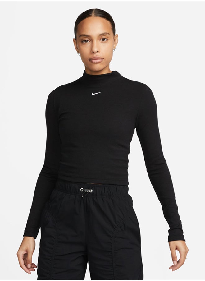 W Nsw Essntl Rib Mock Ls Top