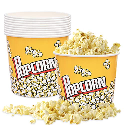 Coobbar Popcorn Containers Cardboard Popcorn Bucket 85oz,Popcorn Boxes Popcorn Buckets Popcorn Cups,Reusable Popcorn Bucket Tub Popcorn Cups for Movie Theater,Party,Movie Night,Leak-Proof and Food-Grade （10 Pack） - Image 1