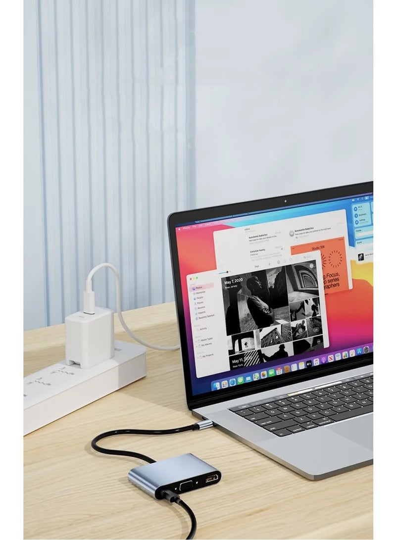 Chappeline HD01 Type-C Adapter 5 in 1 Audio+USB+PD - Silver - Image 3