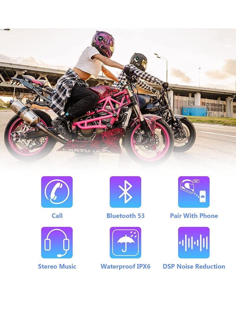 Motorcycle Bluetooth Headset Bluetooth Motorcycle Helmet Headphone with DSP Multiple Noise Reduction Microphone IPX6 Waterproof Motorcycle Bluetooth Speakers for Various Helmets - Image 3