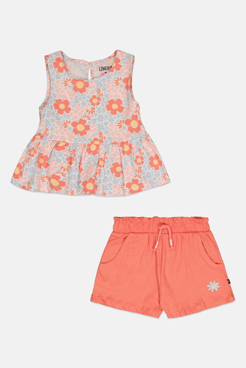 Limited Too Kids Girl 2 Pieces Floral Print Top And Shorts, Multicolor - Image 3