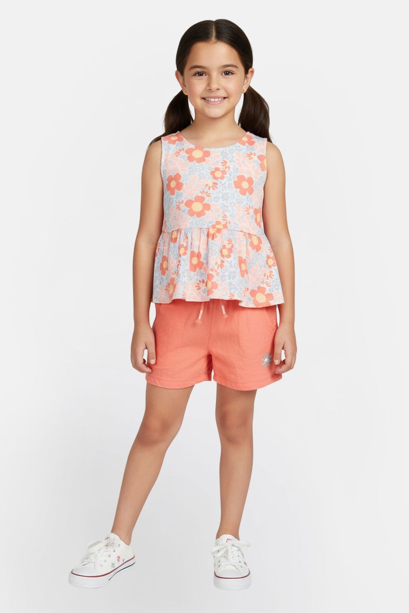 Limited Too Kids Girl 2 Pieces Floral Print Top And Shorts, Multicolor - Image 1