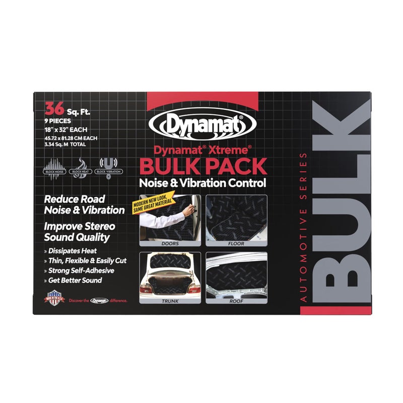 Dynamat Xtreme Sound Deadening Car Insulation Bulk Pack 10455 Noise Dampening for Floor Doors Panels Hood or Trunk Easy Self Adhesive Install Made in USA 9 Sheets 18x32 36 sq ft total