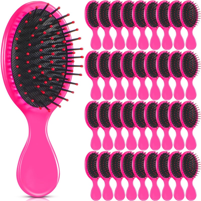 Yoande 36 Packs Mini Detangling Hairbrush Squirt Detangler combs Toddler Soft Bristle Travel Hairbrush Women Girl(Rose Red) - Image 1