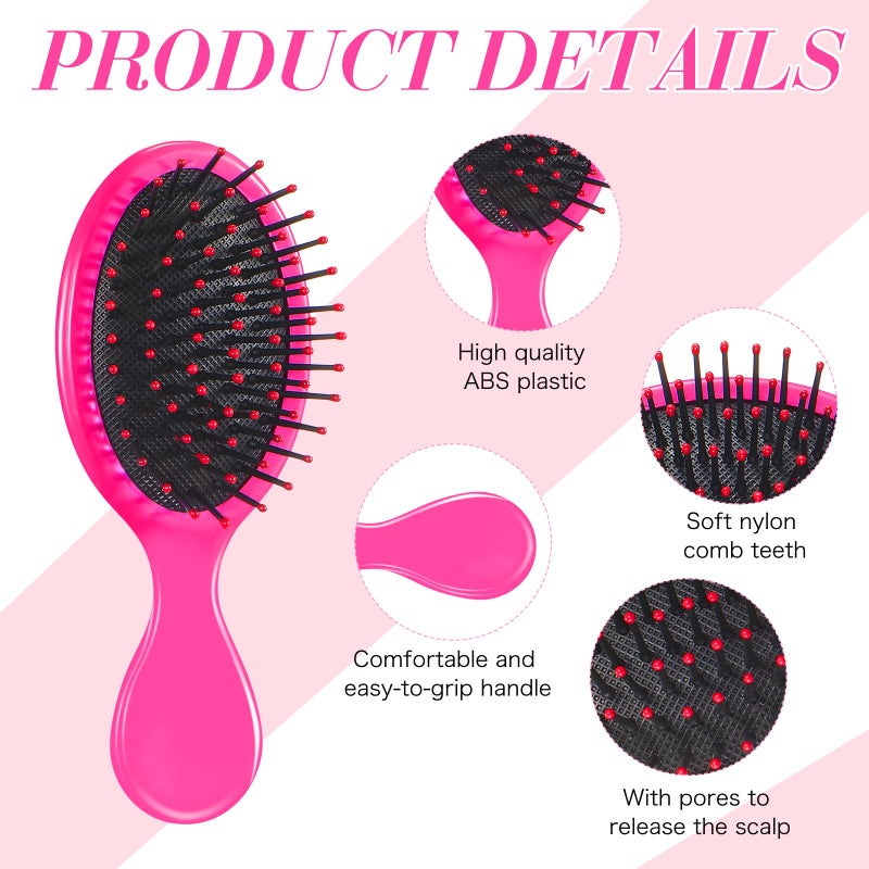 Yoande 36 Packs Mini Detangling Hairbrush Squirt Detangler combs Toddler Soft Bristle Travel Hairbrush Women Girl(Rose Red) - Image 5