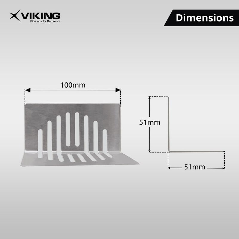 Viking SS201 L-Shape Balcony Roof Drain - Stainless Steel 201- Length 150mm (6”), Width 50mm (2”), Height 100mm (4”) - Brushed - Ideal for balconies and rooftops gardens, outdoor area (Pack of 3pcs) - Image 2