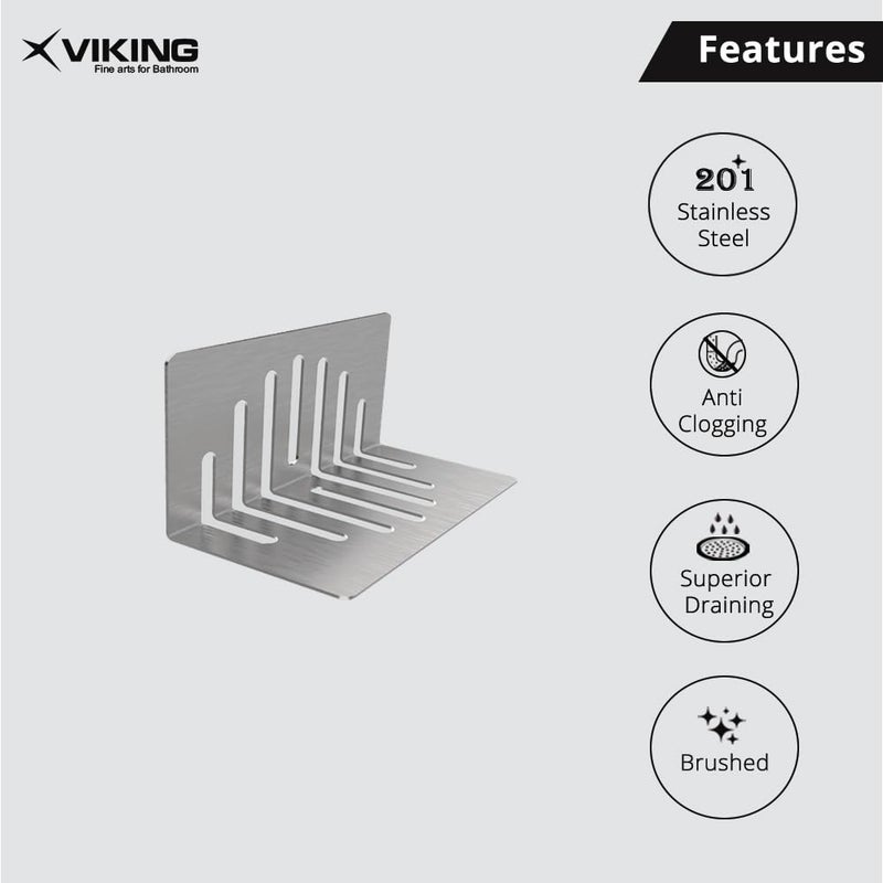Viking SS201 L-Shape Balcony Roof Drain - Stainless Steel 201- Length 150mm (6”), Width 50mm (2”), Height 100mm (4”) - Brushed - Ideal for balconies and rooftops gardens, outdoor area (Pack of 3pcs) - Image 3