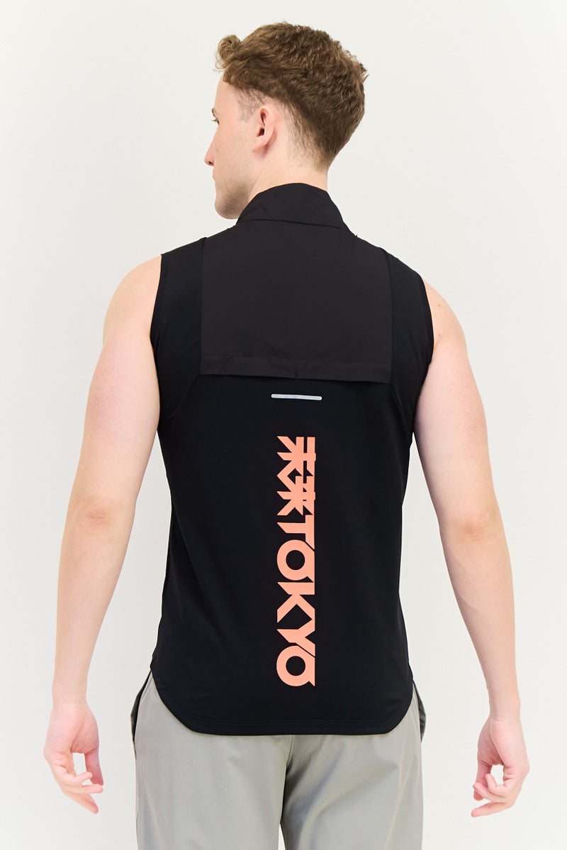 asics سترة جري بلا أكمام للرجال، رياضية، سوداء - Image 3