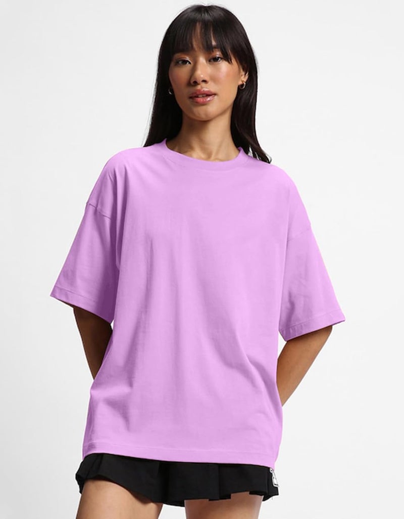 JUNEBERRY® Pure Cotton Drop Shoulder Oversized Baggy Fit Half Sleeve Plain Solid Round Neck Multicolor T-Shirt for Women & Girls (Pack of 3) (PO3_OS_J_MR_LC_WT_L) - Image 2