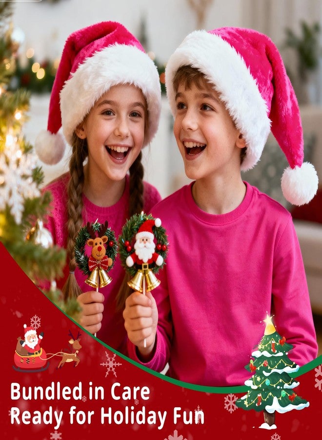BOSONER Santa Hat Kids for Christmas: Toddler Plush Santa Hats Velvet Claus Hats for Christmas Festive Holiday Party Supplies (Pink) - Image 3