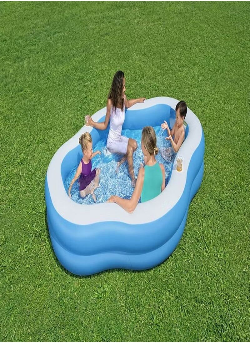 Bestway Family Pool Splash View Pool with Seats and Clear Hole + 2 Cup Holders 270 x 198 x 51 cm - 54409