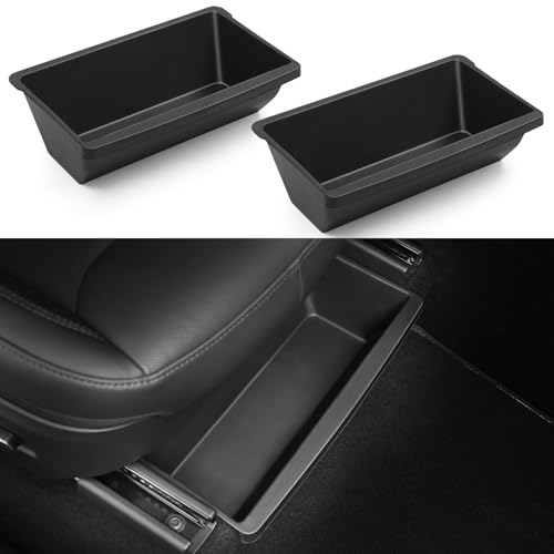 Abystar Under Seat Storage Box for 2026 Tesla Model Y Juniper, Hidden Organizer Tray for Front Passenger Seat, Custom Fit Interior Accessory for Tesla New Model Y Juniper, Anti-Slip & Durable - Image 1