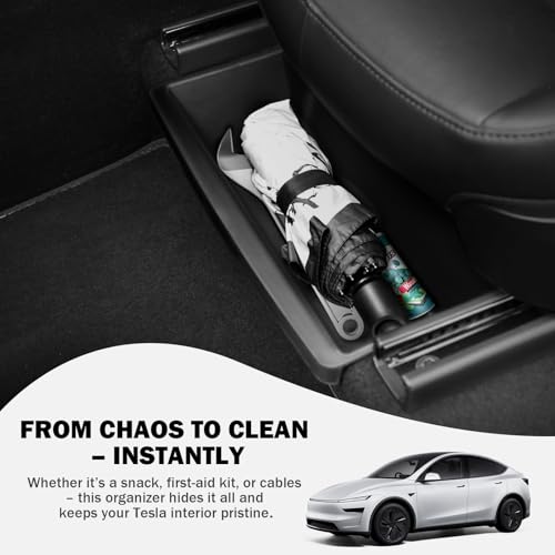 Abystar Under Seat Storage Box for 2026 Tesla Model Y Juniper, Hidden Organizer Tray for Front Passenger Seat, Custom Fit Interior Accessory for Tesla New Model Y Juniper, Anti-Slip & Durable - Image 3