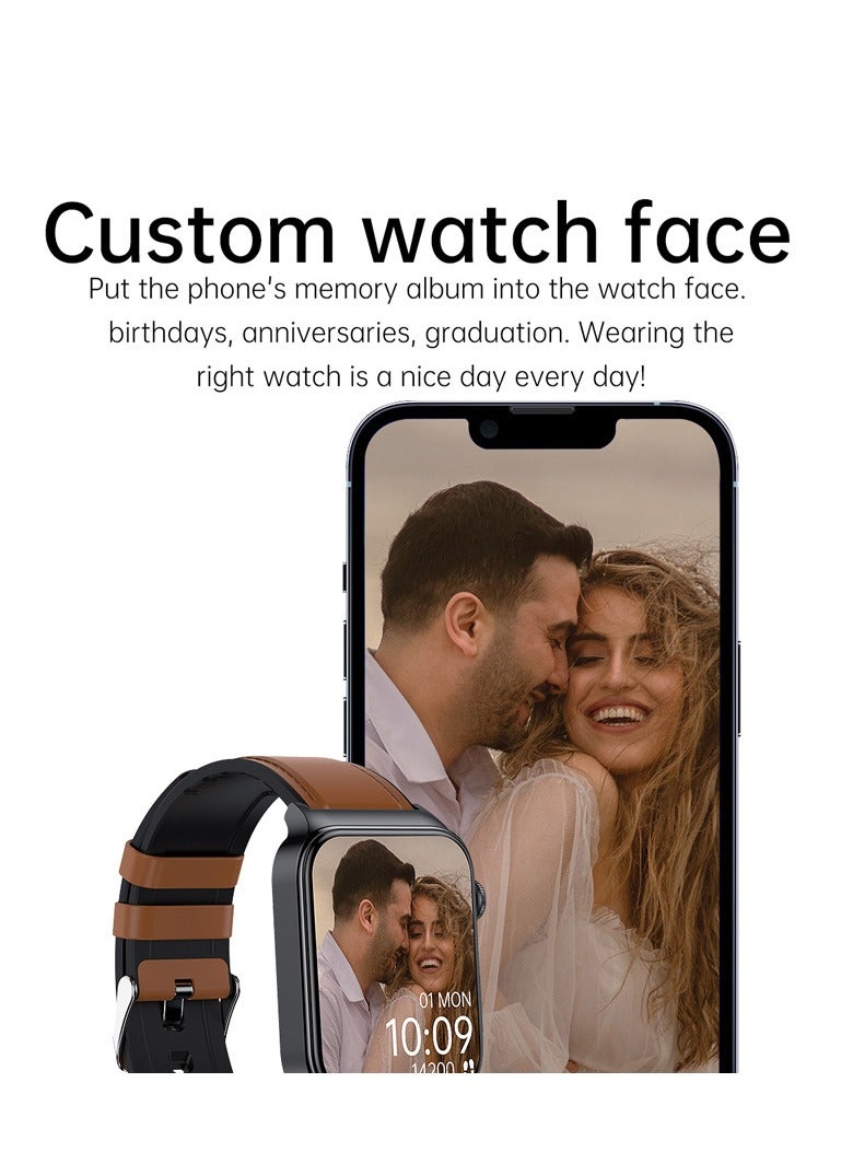 AROAQ Smart Watch, Fitness Tracker With Heart Rate Monitor, Black Leather Multifunctional Smart Watch, Waterproof Activity Tracker For Android And Ios Phones - Image 4