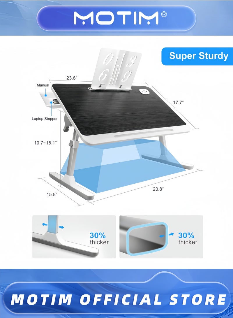 Motim Adjustable Laptop Stand for Bed with USB Charge Port Foldable Portable Laptop Table for Couch Sofa Floor Desk for Adults Kids - Image 5