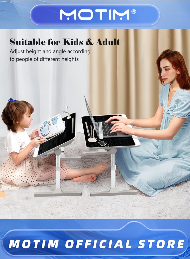 Motim Adjustable Laptop Stand for Bed with USB Charge Port Foldable Portable Laptop Table for Couch Sofa Floor Desk for Adults Kids - Image 4