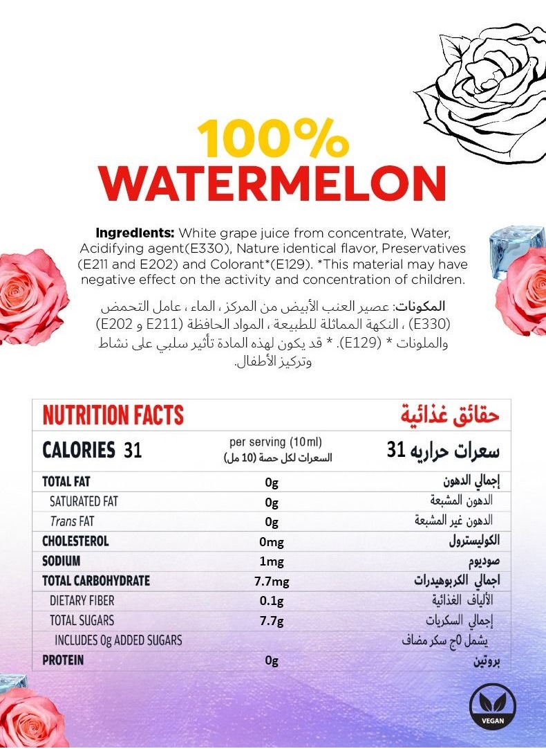 Just Chill Drinks Co. - Watermelon Syrup Made From 100% Real Fruit Extract 1 Litre - Image 1