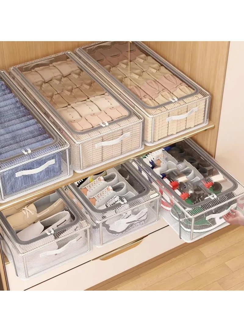 Orchid Shoe Storage Box - Pvc Waterproof & Foldable, Shoe Organizer for Closet, Clear Plastic Stackable, Collapsible Shoe Storage Organizer for Closets, Entryways, Under Beds(2 Zipper Opening) 